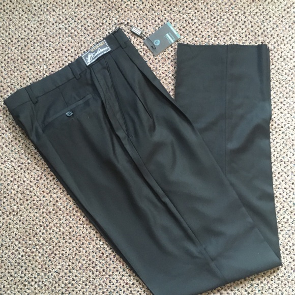 Gianni manzoni men’s dress pants black pleated 30w wool super 150s Italy new 30